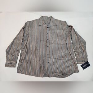 NWT Sonoma Mens sz XXL LONG SLEEVE Shirt Casual Button Down GRAY STRIPED